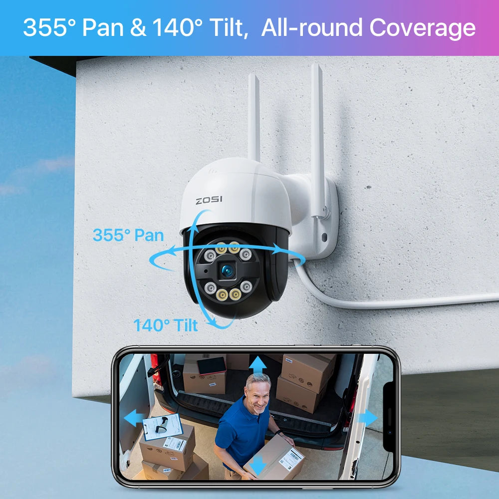 Wireless Security Camera System Pan/Tilt IP Cameras Outdoor