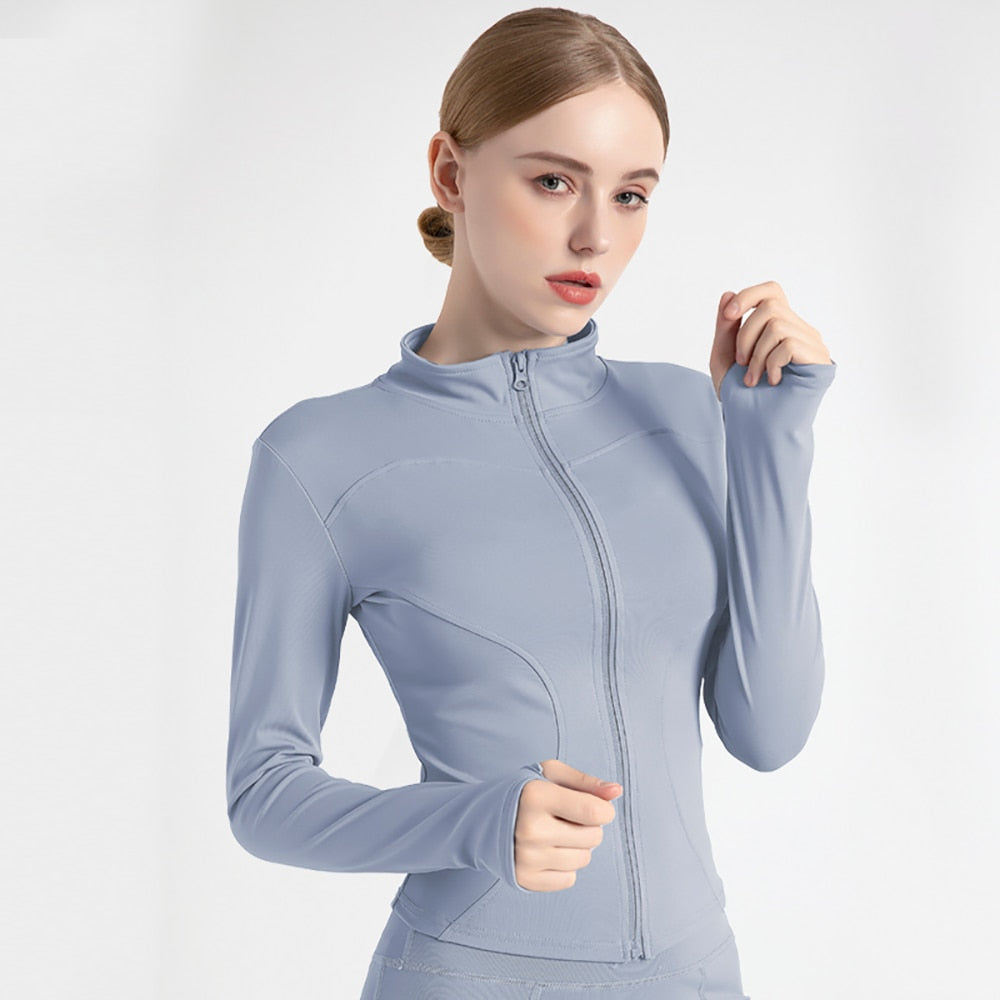 Women Sports Jacket Yoga Shirts Gym Top Zip - peterkaczconnect