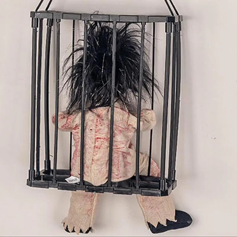 Halloween Decoration Prisoner Ghost In Cage Scary Talking Ghost