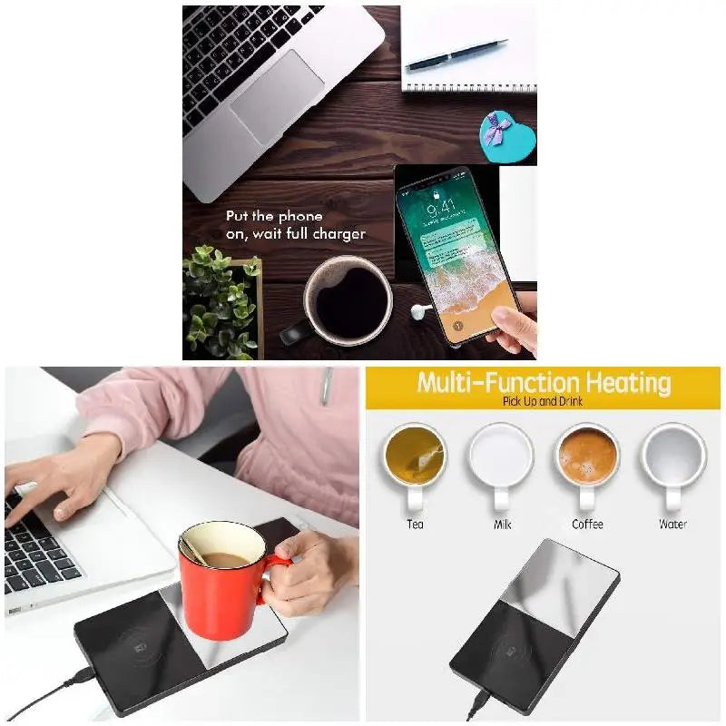 2 In 1 Heating Mug Cup Warmer Wireless Charger