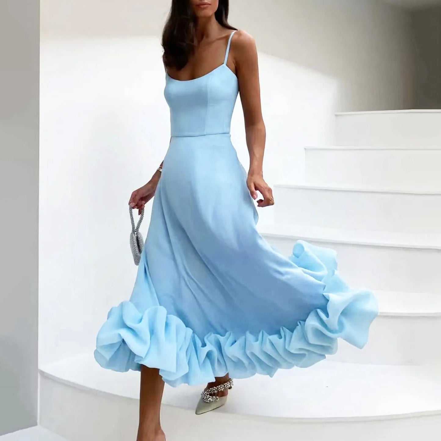 Evening Party Dress With 3d Flower Detail Elegant Summer Dress