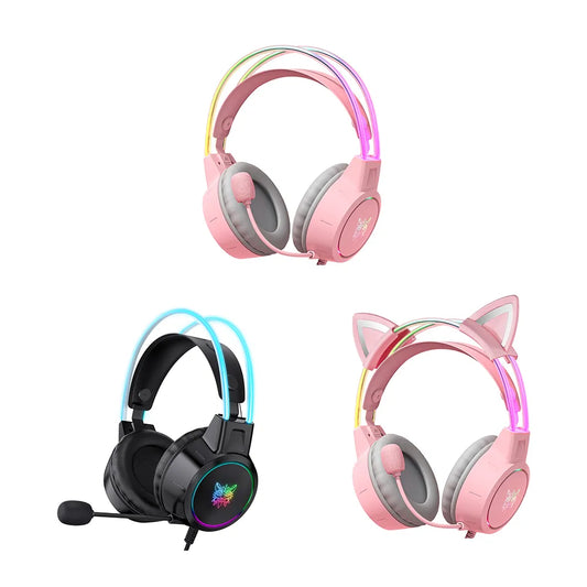 Pro Wired Gaming Headphones with Light Flexible Mic for ComputePC Gamer