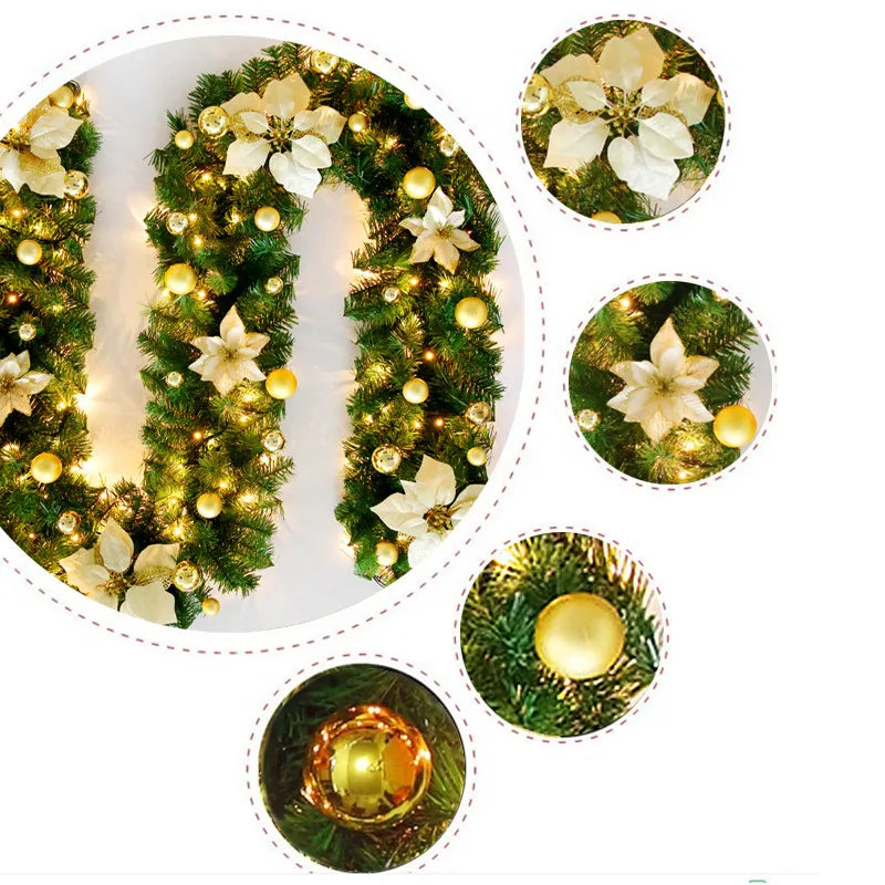 LED Christmas Garland Decor Light  Artificial Flower  2.7M