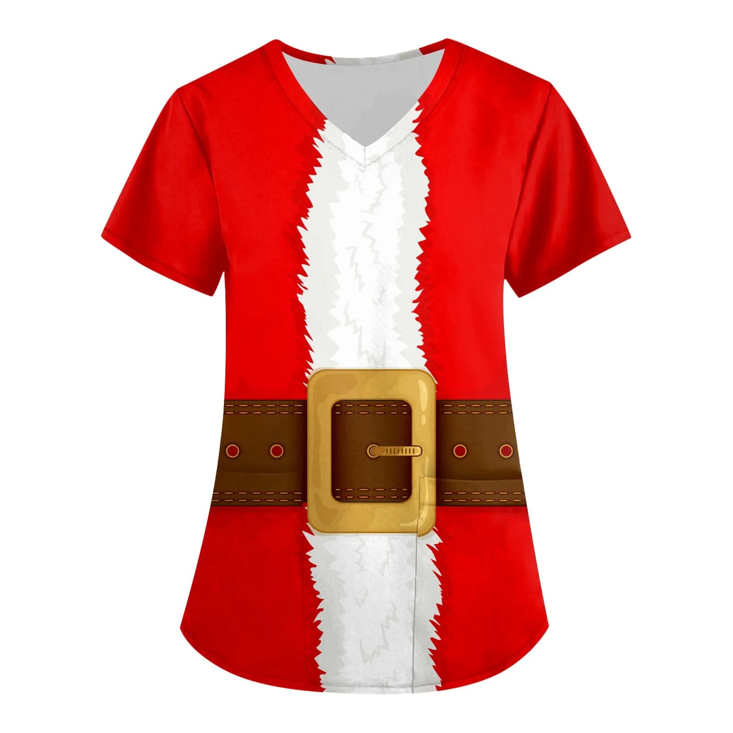 Scrubs Uniforms Plus Size Tops Christmas V-neck