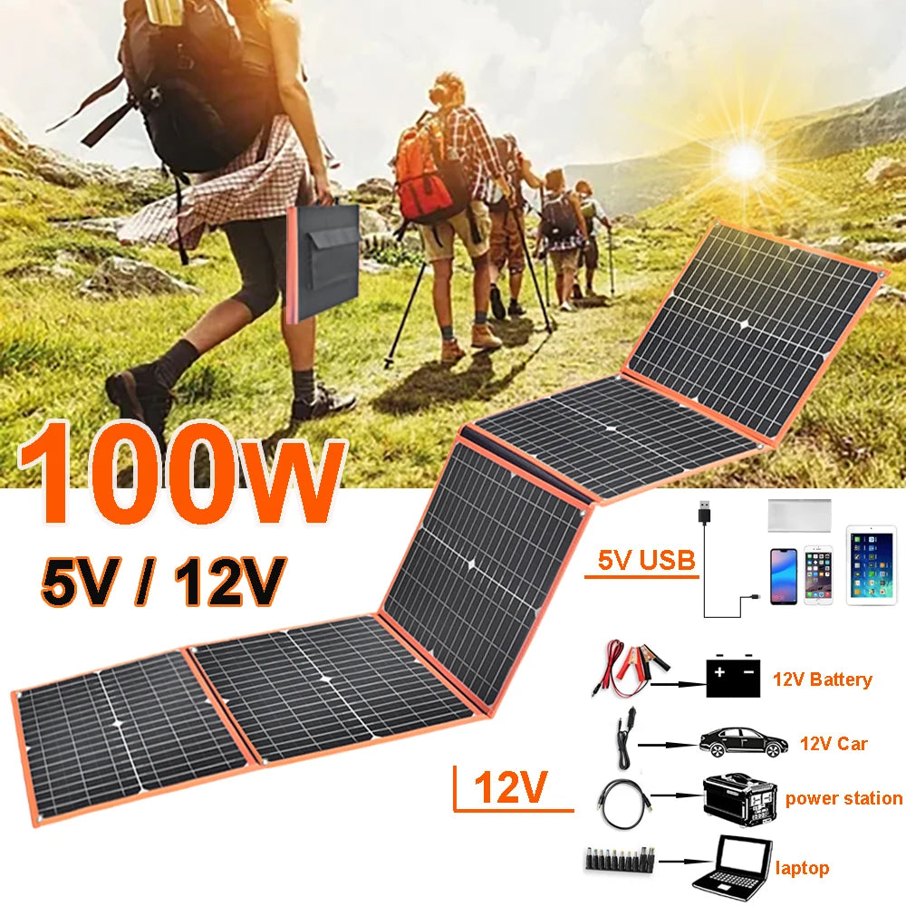 100w Foldable solar panel portable solar charger 12v  5v usb