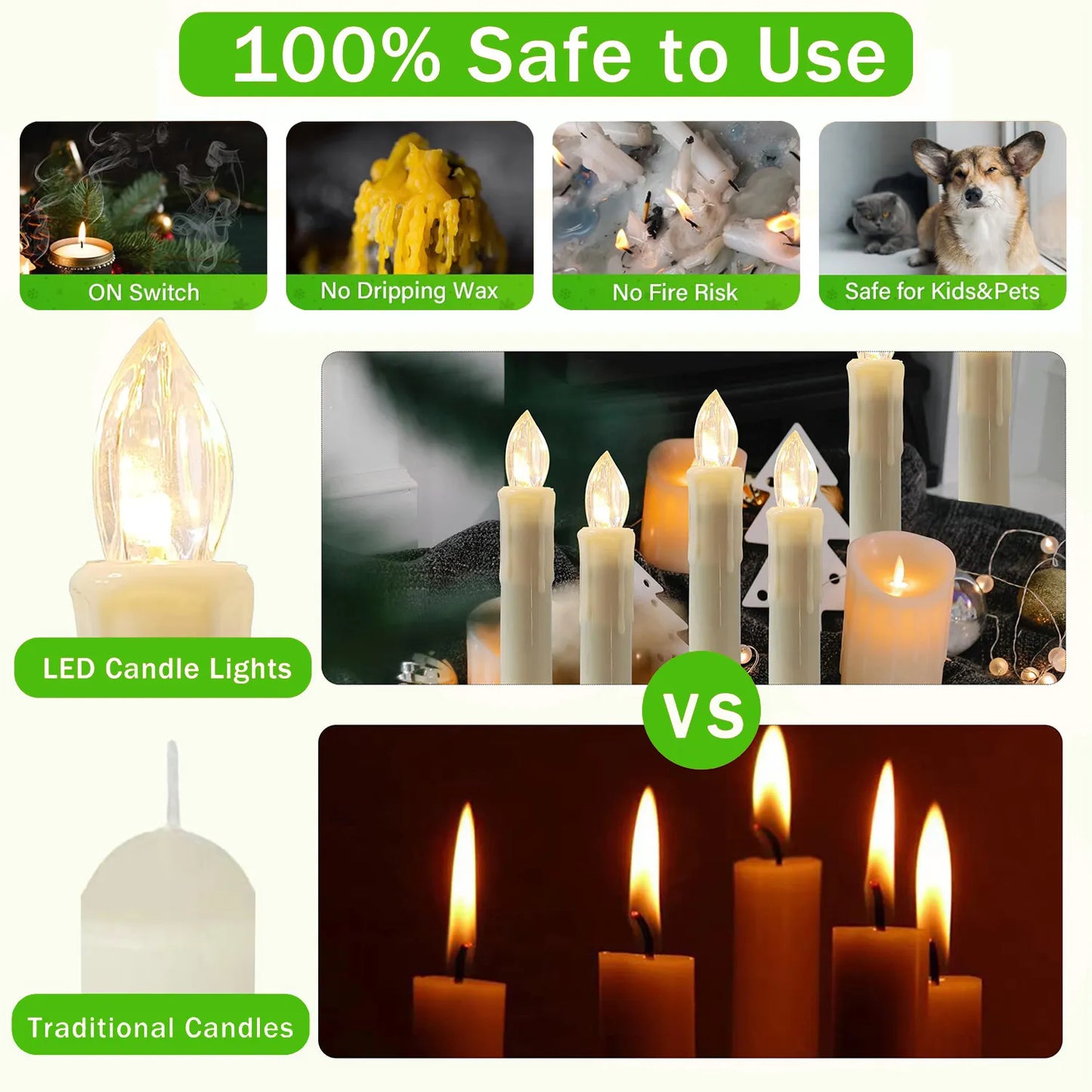 10/20/30 Pcs Christmas Tree Candles with Clip Remote