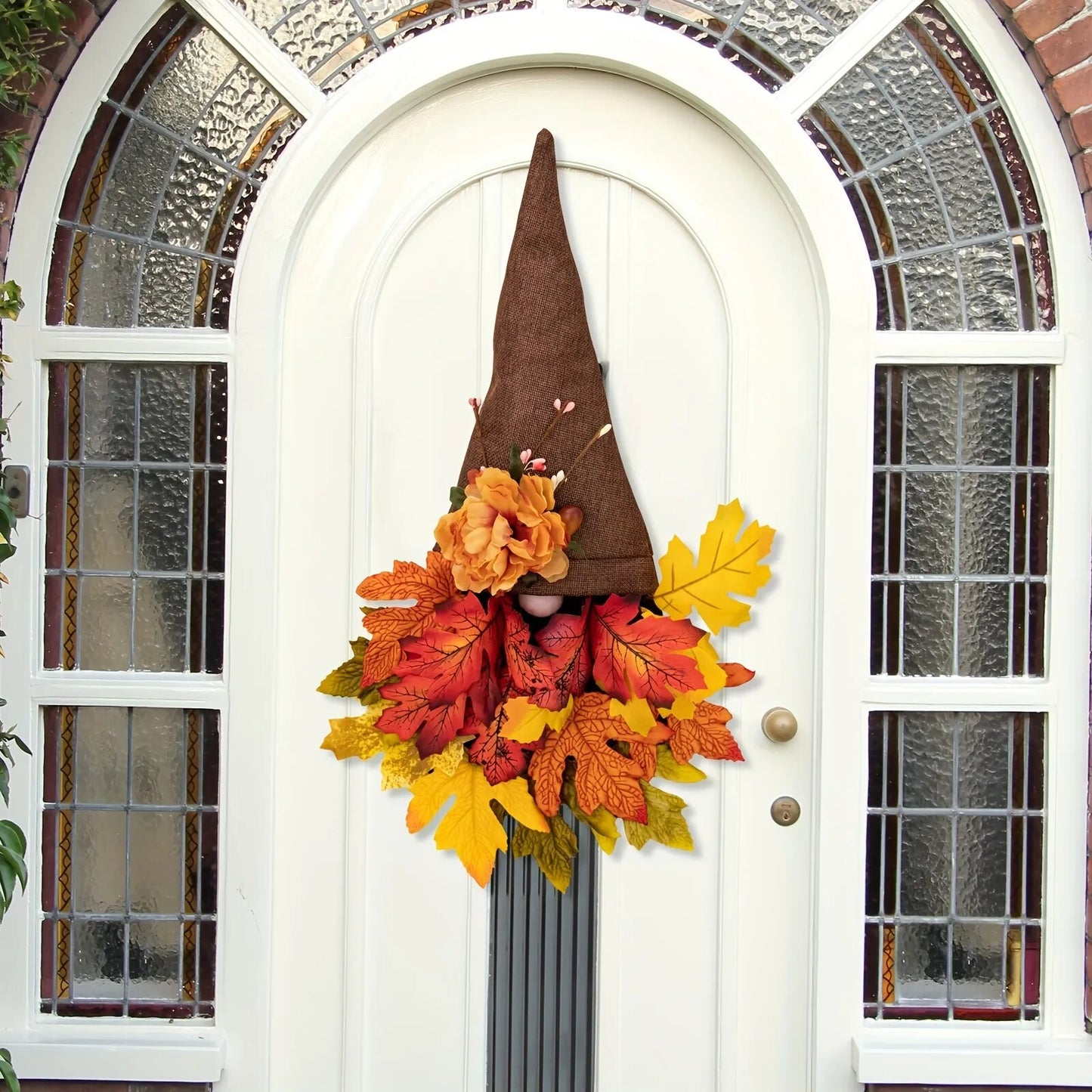 1PC Autumn Maple Leaf Hat Wreath  Door  Wall Hanging  Decoration