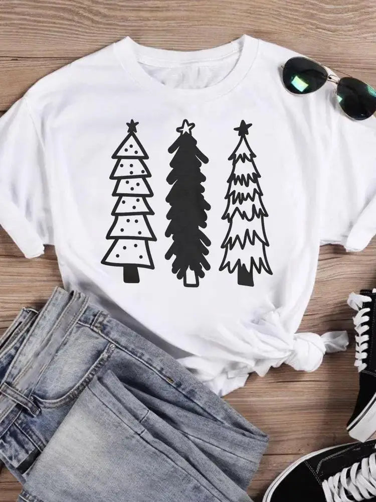 Christmas Merry Plaid Deer Print T Top