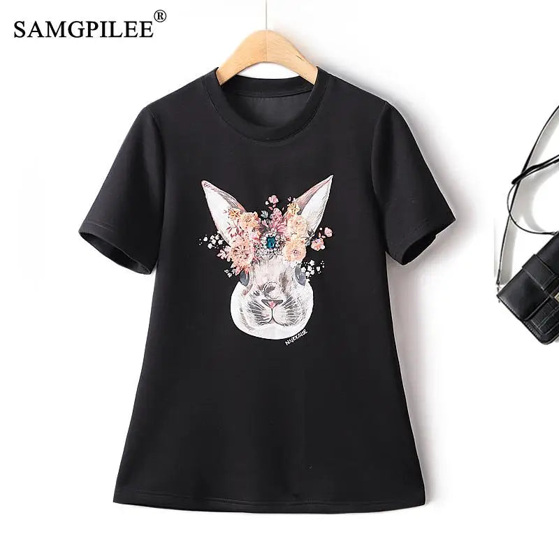 Summer Women's Elastic Thin Round Neck Short Sleeve Woman T-shirts