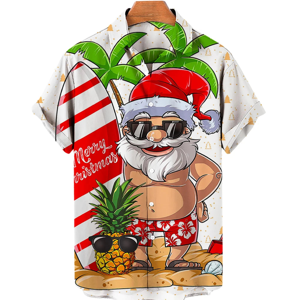 Christmas Graphic Santa Claus Men's Shirts Hawaiian