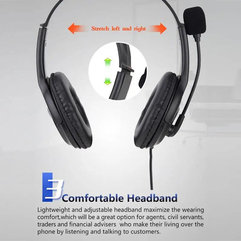 USB Headset with Microphone Noise Cancelling & Volume Control Wired Headphones