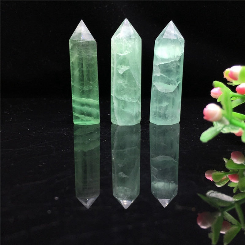 Natural Green Fluorite Quartz Crystal Stone healing Wand - peterkaczconnect