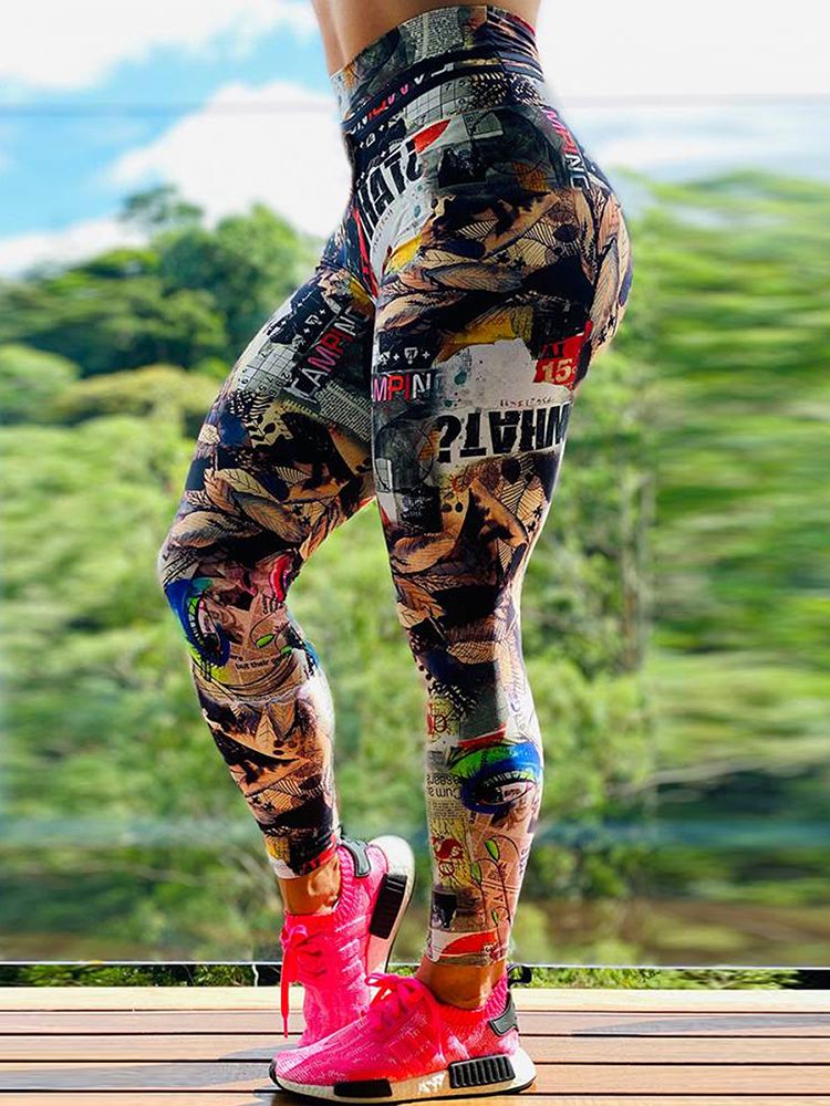 Reflective Material Printed Fitness Leggings  Glow in Dark Pants - peterkaczconnect