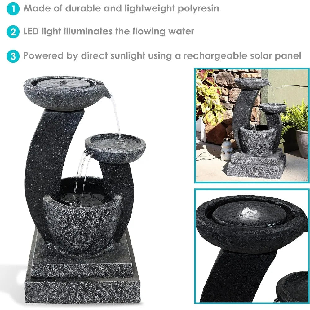 Sunnydaze Modern Cascading Bowls 28-Inch Solar Water Fountain