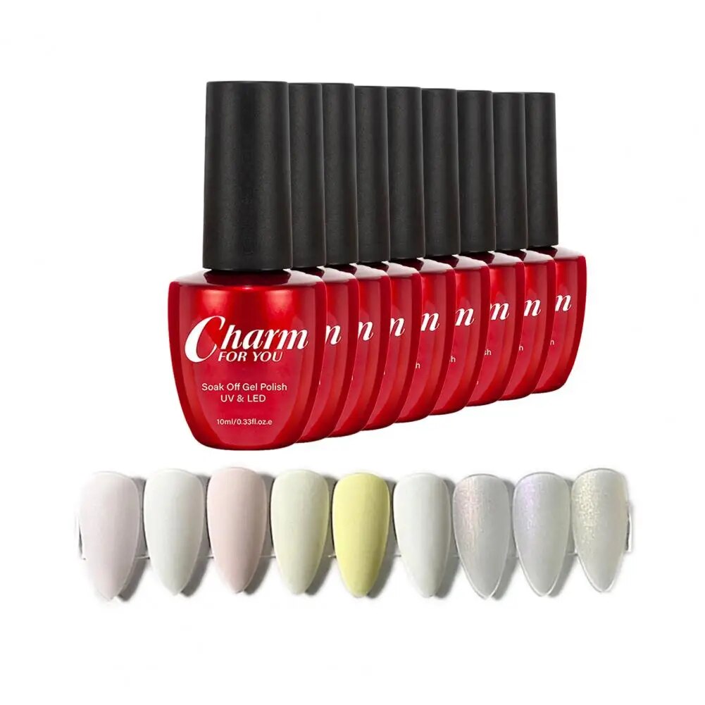 9Pcs 10ml Nail Gel Solid Color Long Lasting Manicure