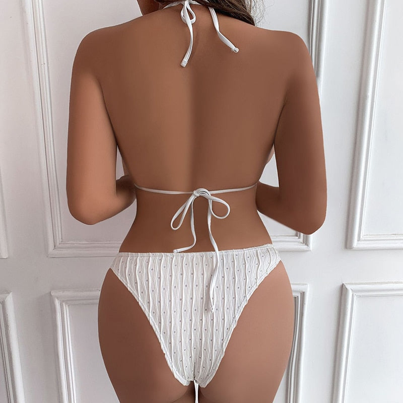 Drawstring Two Piece Swimsuit Bikini Beachwear