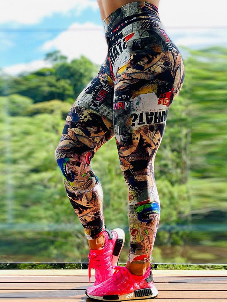 Reflective Material Printed Fitness Leggings  Glow in Dark Pants - peterkaczconnect