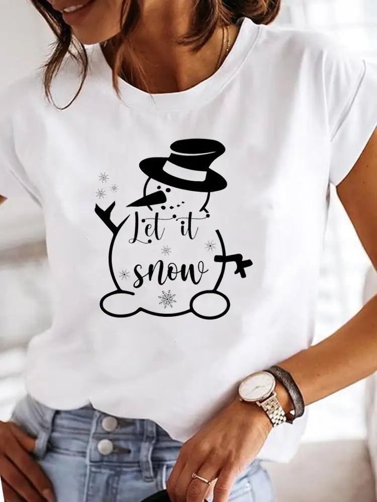 Women Fashion Christmas New Year Holiday T-shirt