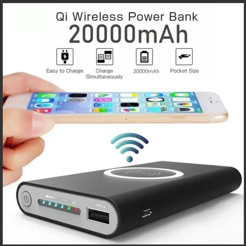 20000mAh Wireless Power bank  Fast Charging portable charger