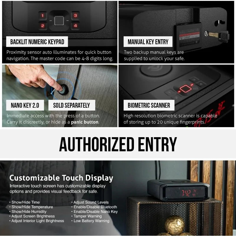 Smart Station™ Biometric Smart Safe with Built-in Wireless Phone Charger + Auto Open Drawer