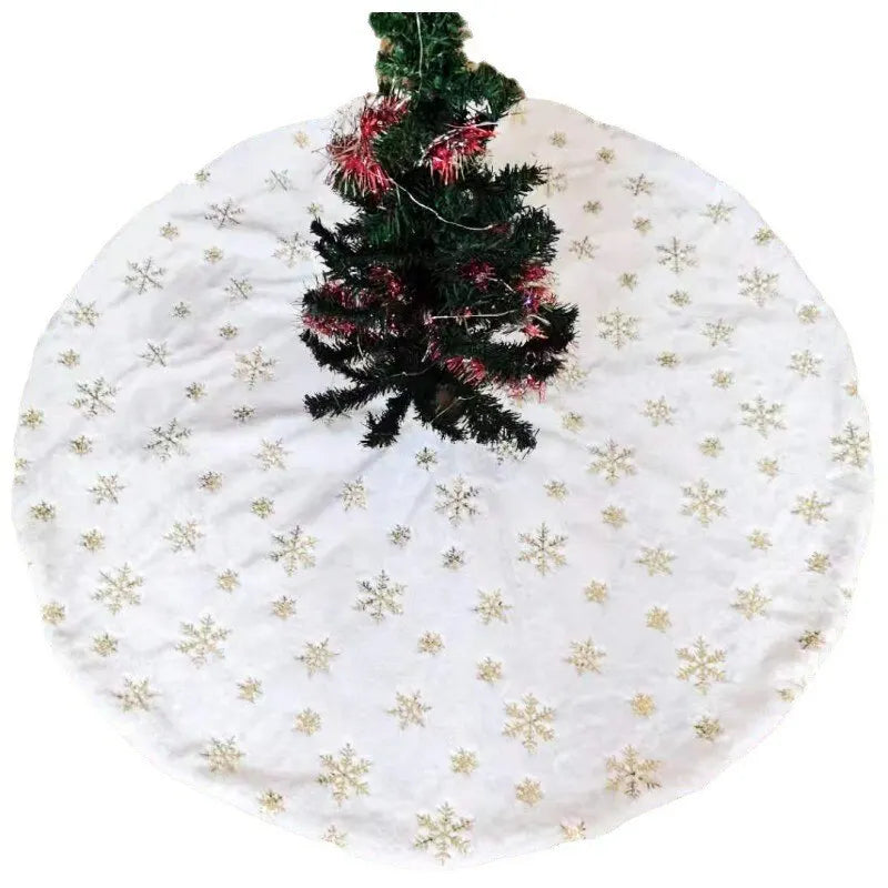 Christmas Tree Skirt Beaded Snowflake Sparkle Tree Skirt Decoration