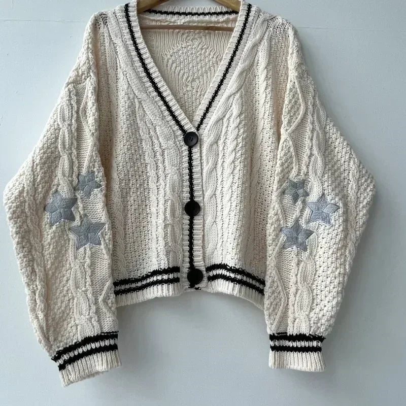 Embroidered Handmade Knitted Cardigan Women