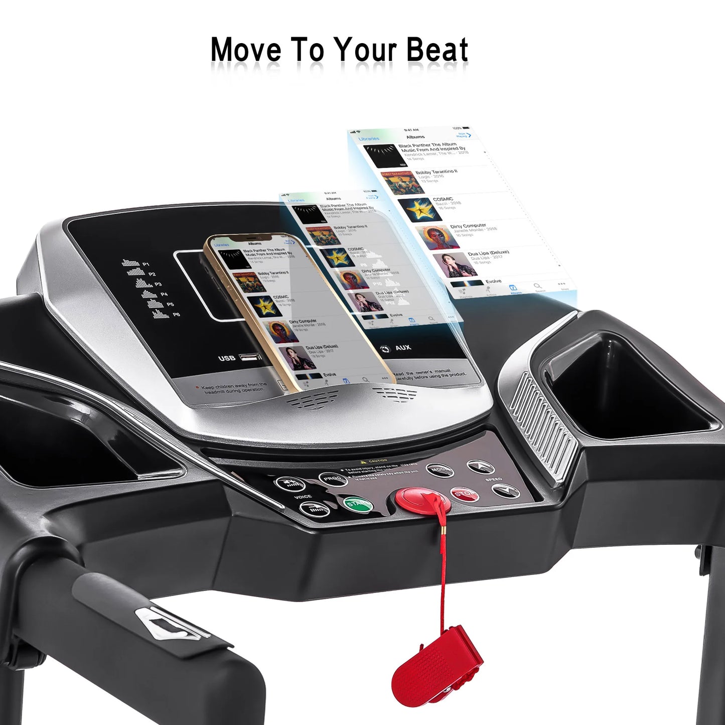 Folding Treadmill Electric Running Machine Walking Jogging Machine with Incline