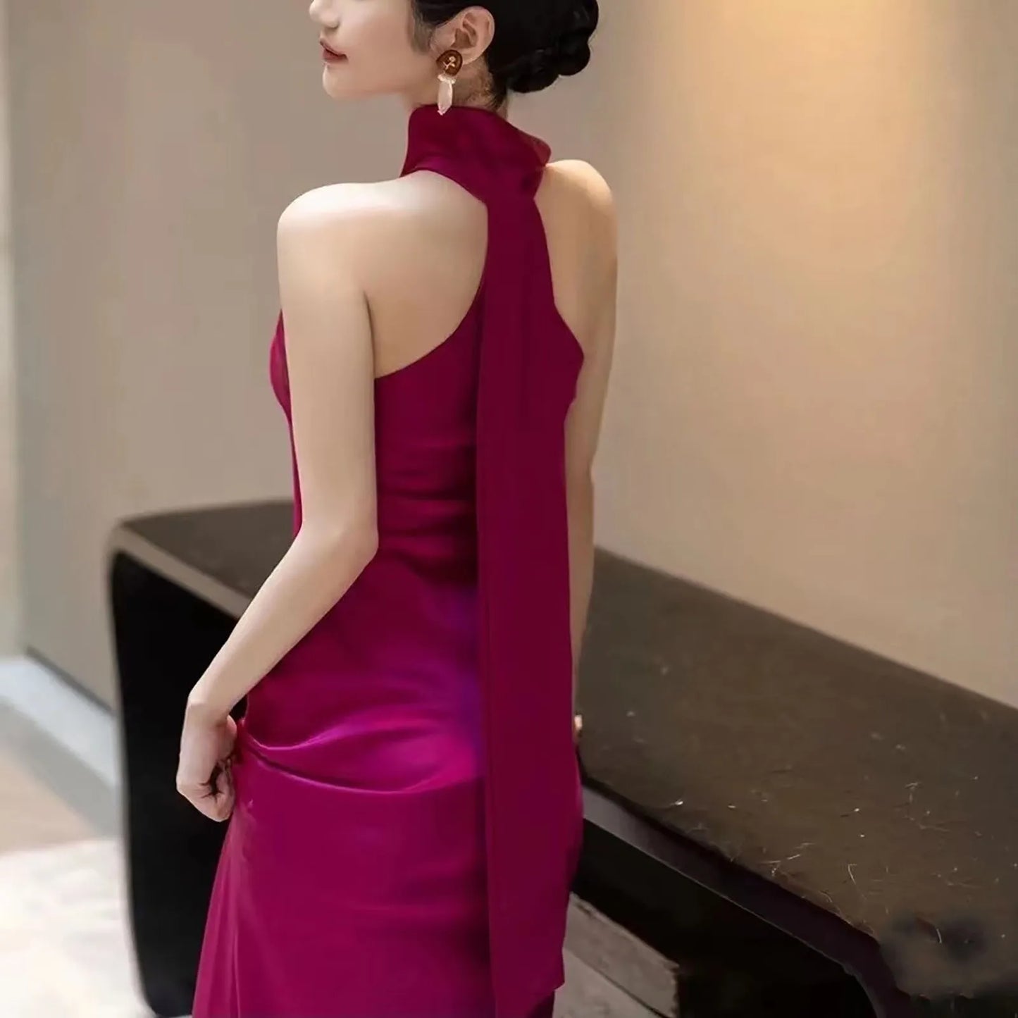 Ladies Elegant Autumn Winter Party Evening Dress