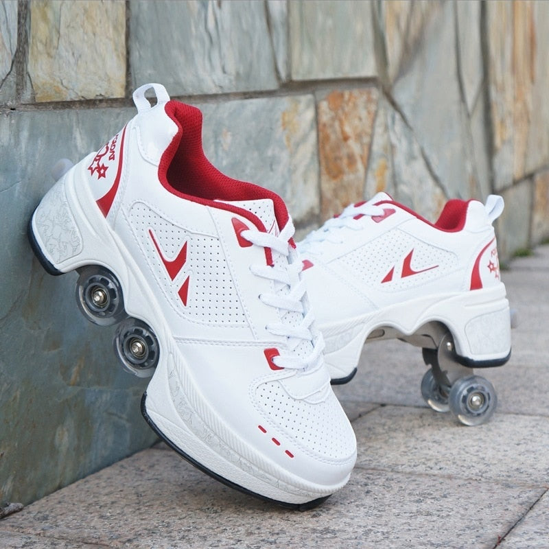 Kids 4 Wheels Double-Row Roller Skates Running Shoes