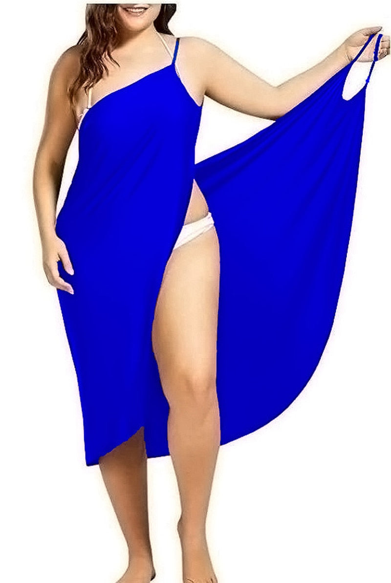 Beach Dress Color Wrap Dress Bikini Cover-ups Plus Size