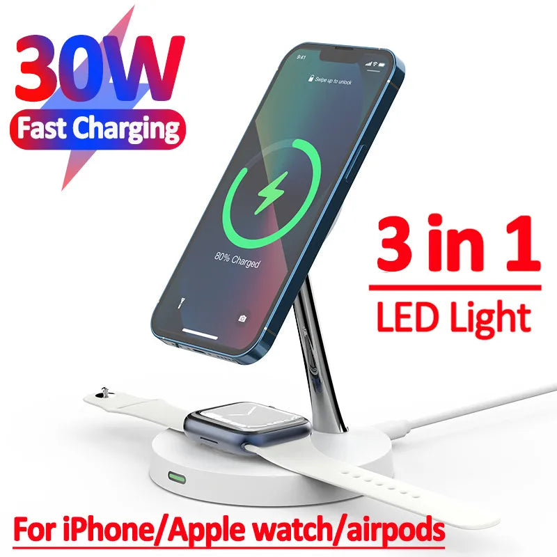 3 In1 Magnetic Fast Wireless Charger Stand