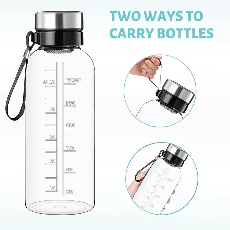 64 OZ Glass Water Bottle - Large Mouth Glass Drinking Bottles  BPA Free