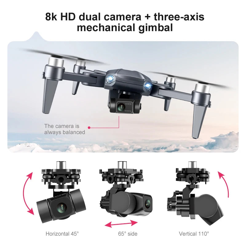 PRO Drone 8K Professional 5G GPS WIFI HD Dual 3 Axis