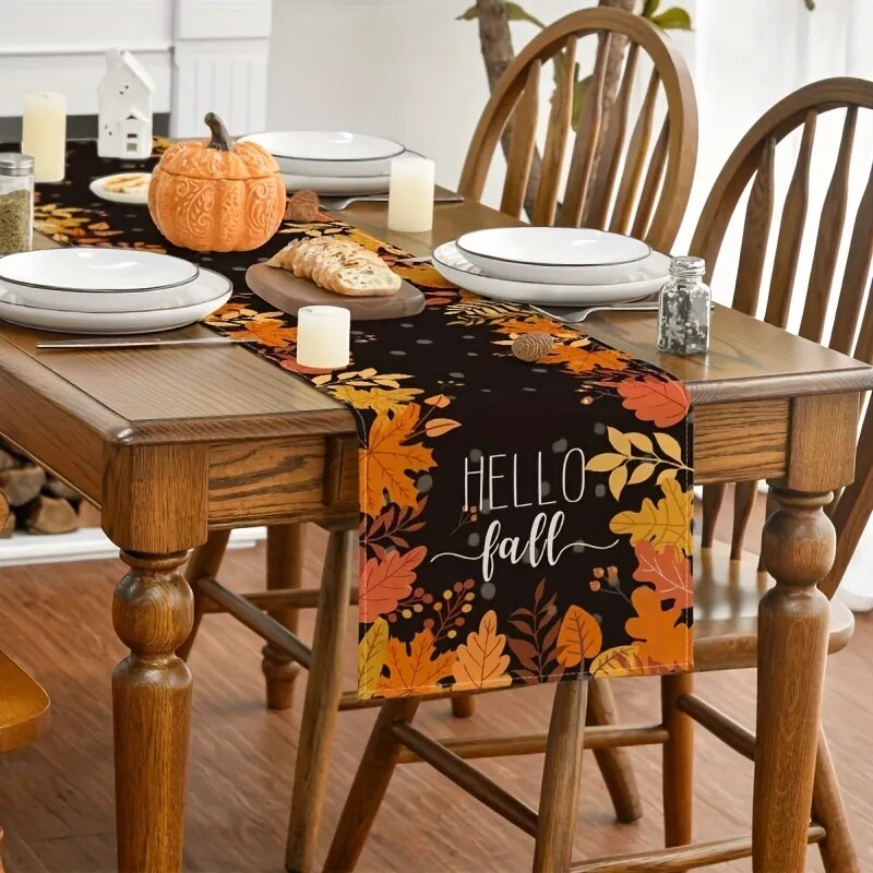 Thanksgiving Linen Table Flag, Autumn Harvest Festival, Pumpkin Tablecloth  House Party Decoration 1pc