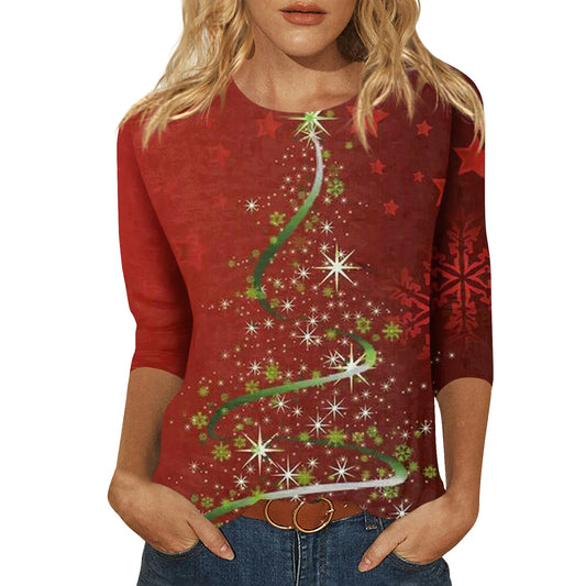 Christmas Tree Printed Women's T-Shirt