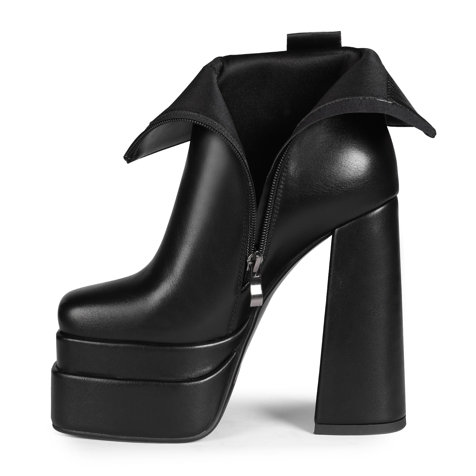 Platform Boots for Women Black Chunky Heel Square Toe - peterkaczconnect