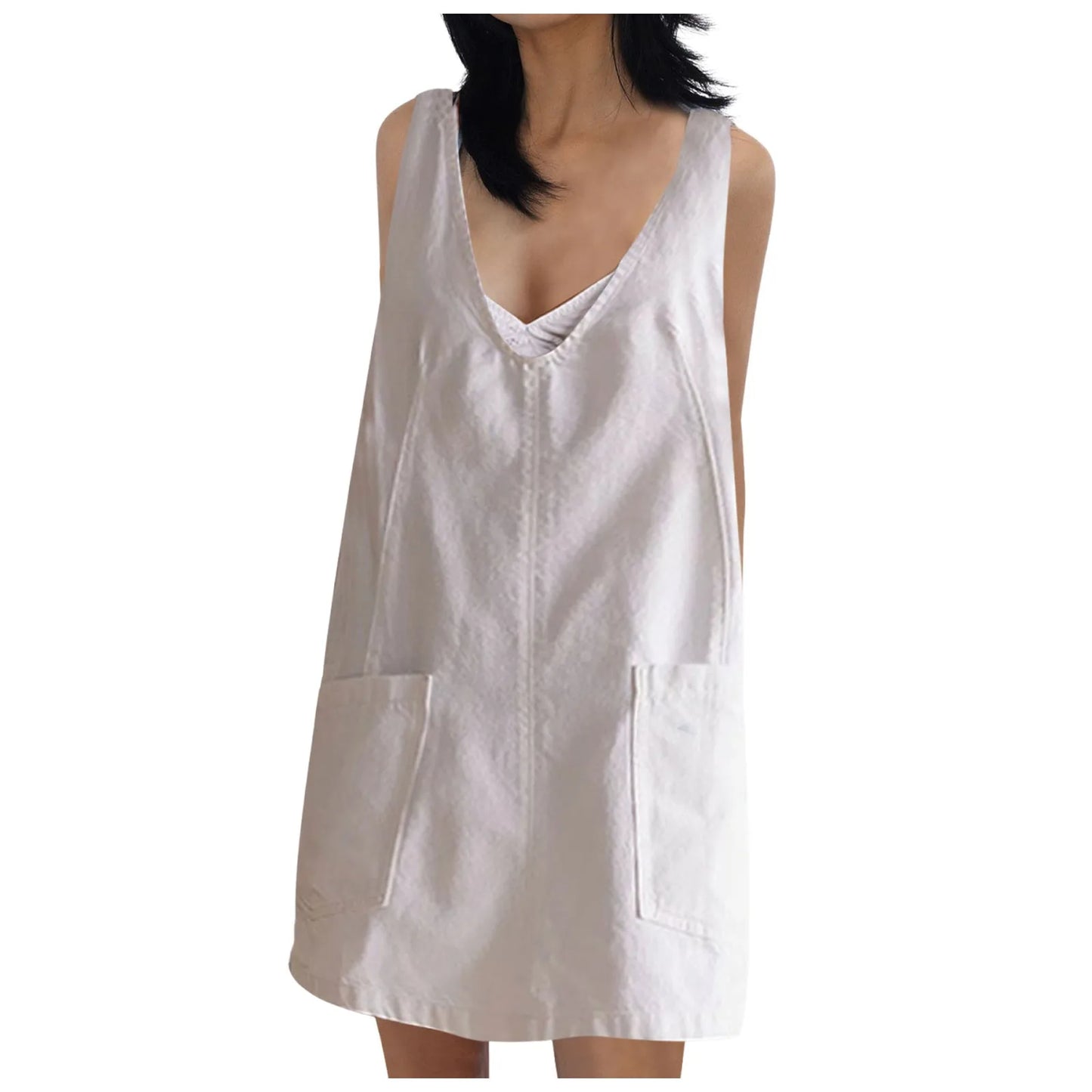 Ladies Dresses solid color Camisole Dresses With Pocket