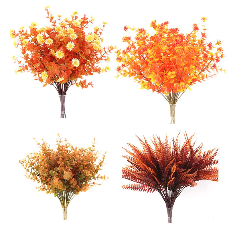 Artificial Fall Flowers Outdoor Plastic Shrub Plant Decoration