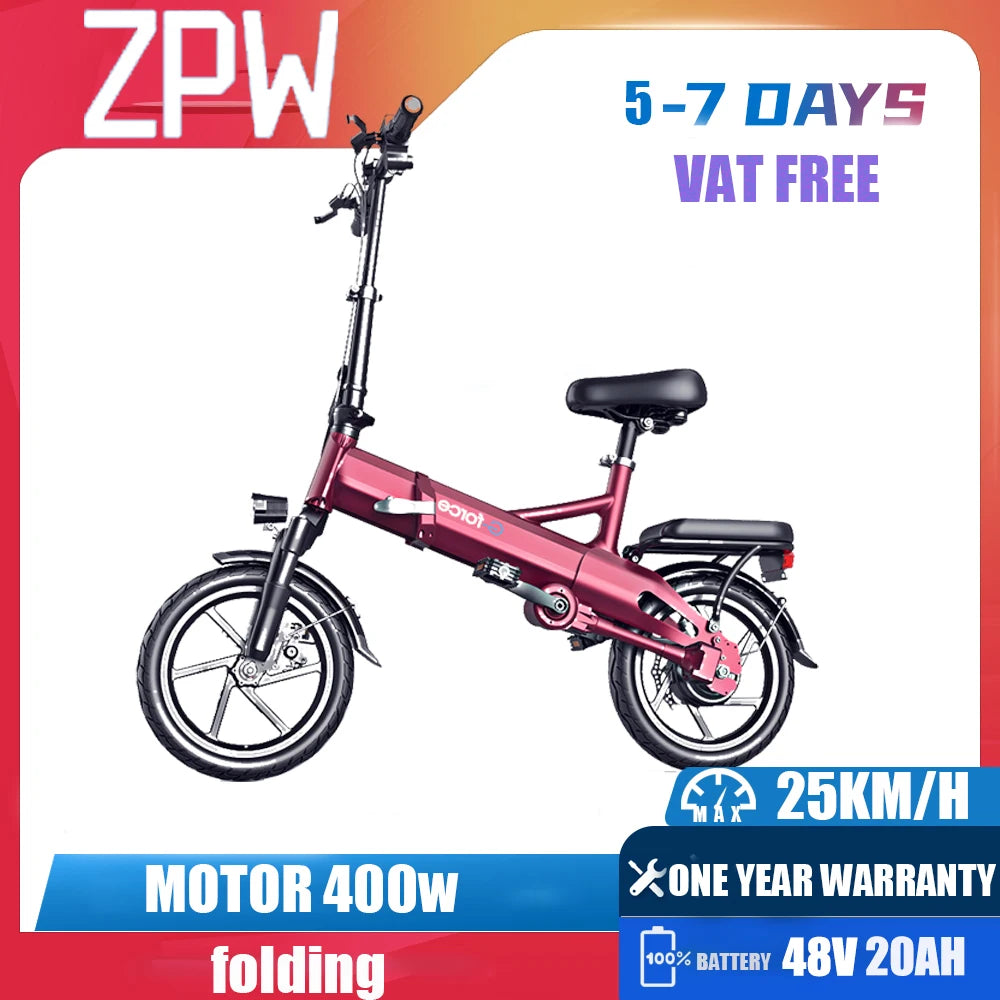 Adults 400W 48V 20AH 14 inch Folding Electric Bike