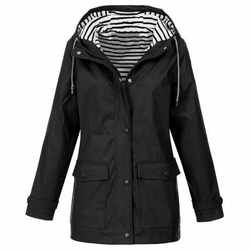 Ladies Rain Jacket Trench Windbreaker Down Coat