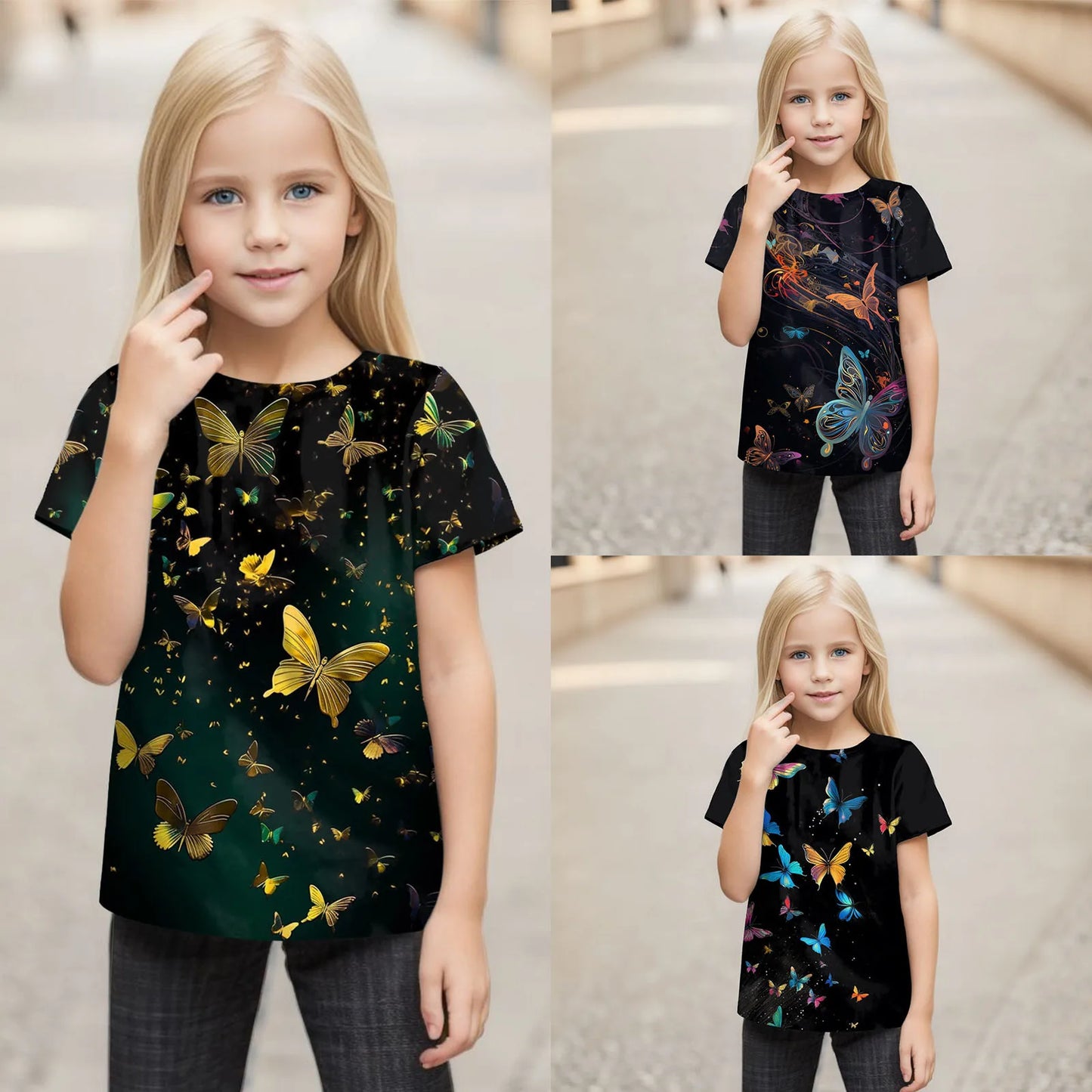 Toddler Boys Girls Butterflies Prints Trendy  Tee Shirt