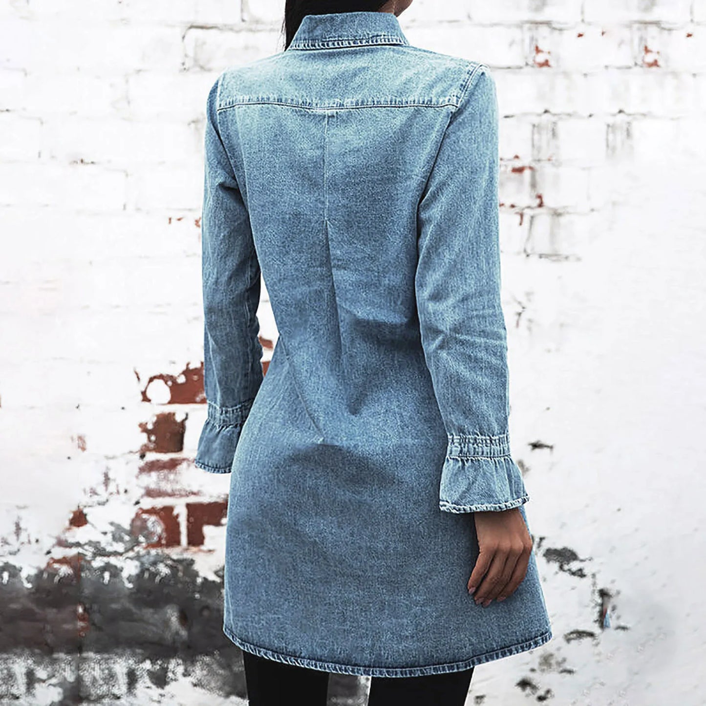 Elegant Dress Denim Party Dresses Long Sleeve