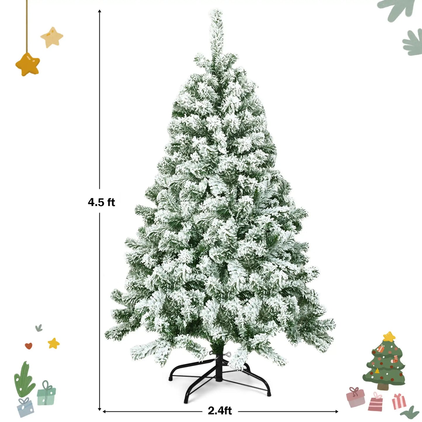 Snowy 4.5ft Snow Flocked Christmas Tree