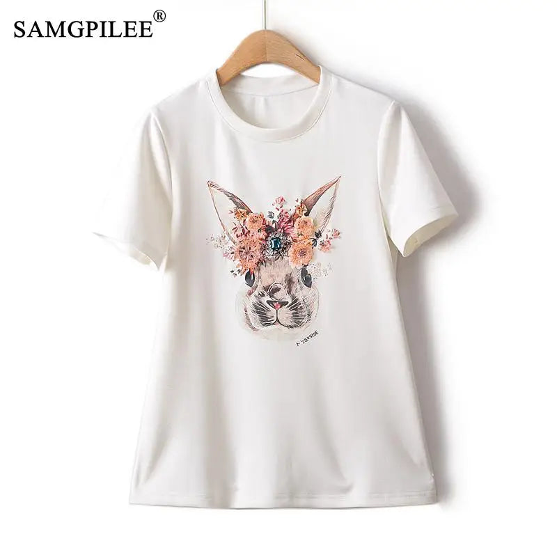 Summer Women's Elastic Thin Round Neck Short Sleeve Woman T-shirts