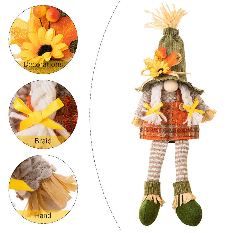 Thanksgiving Decorations Harvest Season Maple Gnome Dwarf Doll