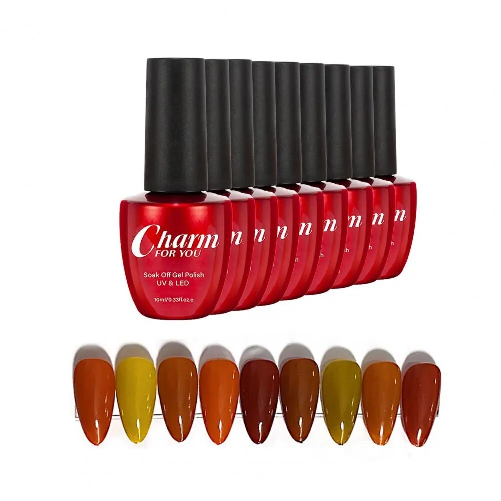 9Pcs 10ml Nail Gel Solid Color Long Lasting Manicure