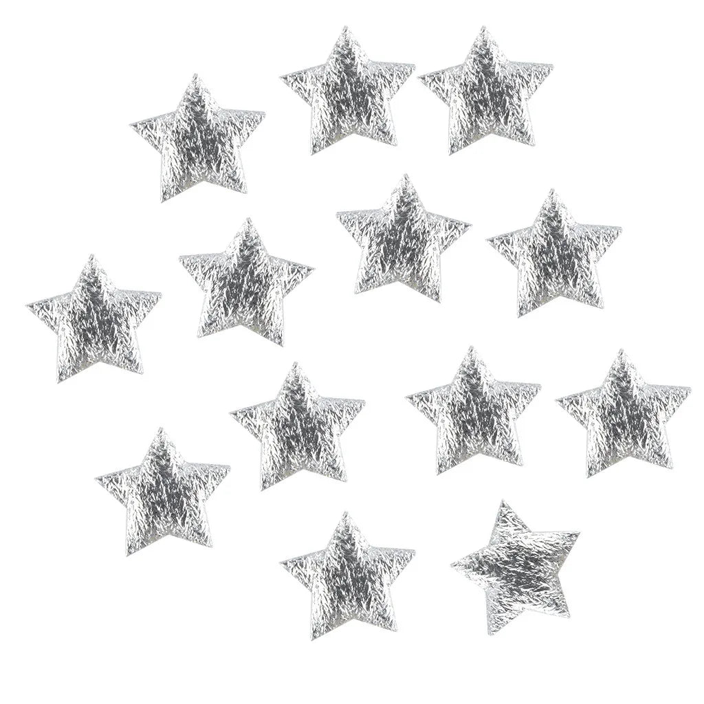 100Pcs Gold and Silver Cloth Star Applique