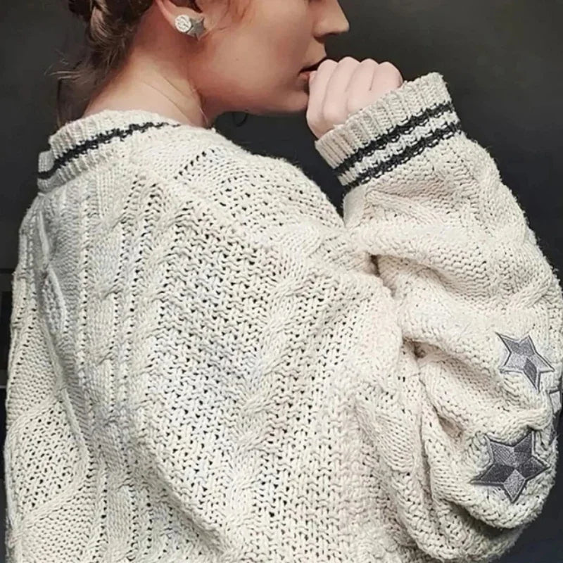 Embroidered Handmade Knitted Cardigan Women