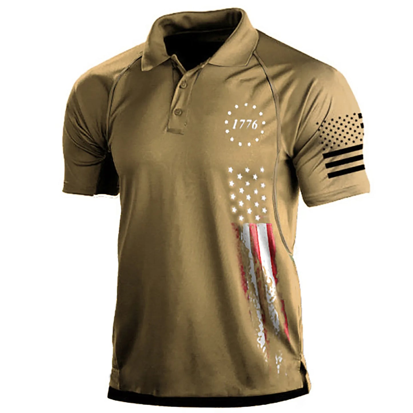 Independence Day Mens Polo Shirts American Flag T Shirt