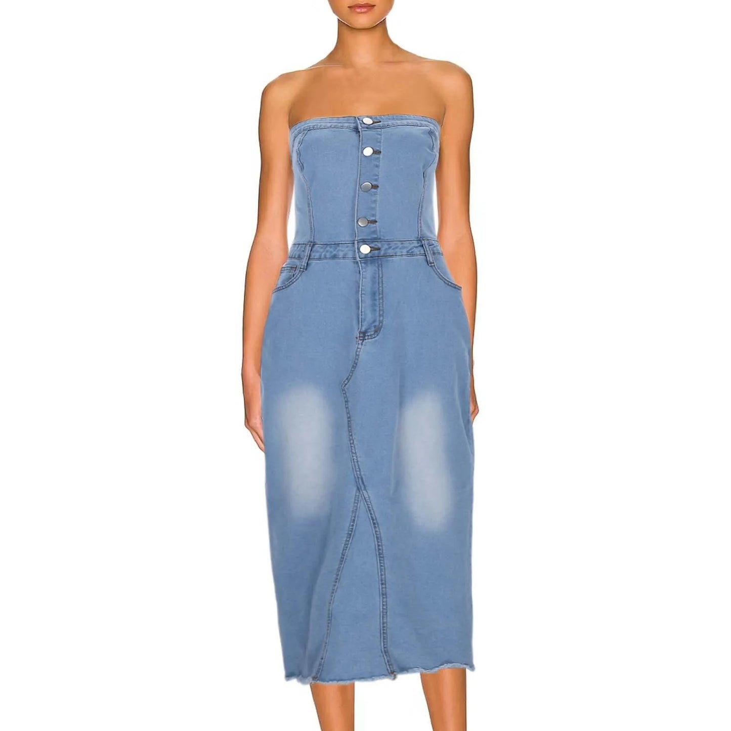 Chic Women's Denim Bodycon Dress Sleeveless